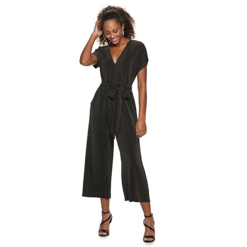 NWT Short Sleeve Giltter Knit Jumpsuit
